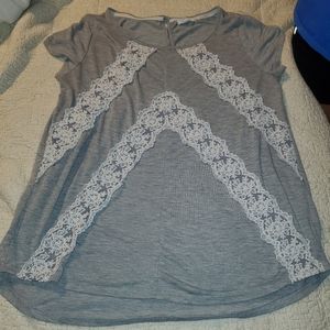 Grey blouse with white lace
